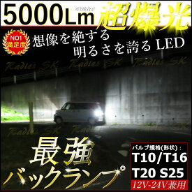 バックランプ 爆光5000lm LED T16 T10 T20 S25 レビュークーポン配布中 ホワイト 6000k モデル キャンバス Radies SK