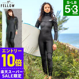 [スーパーセール価格+クーポン]FELLOW セミドライ ウェットスーツ レディース 5×3mm ロングチェストジップ スキン セミドライスーツ ラバー SEMIDRY 冬用 保温 起毛 超撥水加工 サーフィン 日本規格 防水 ウエットスーツ ストレッチ 21F-SD23