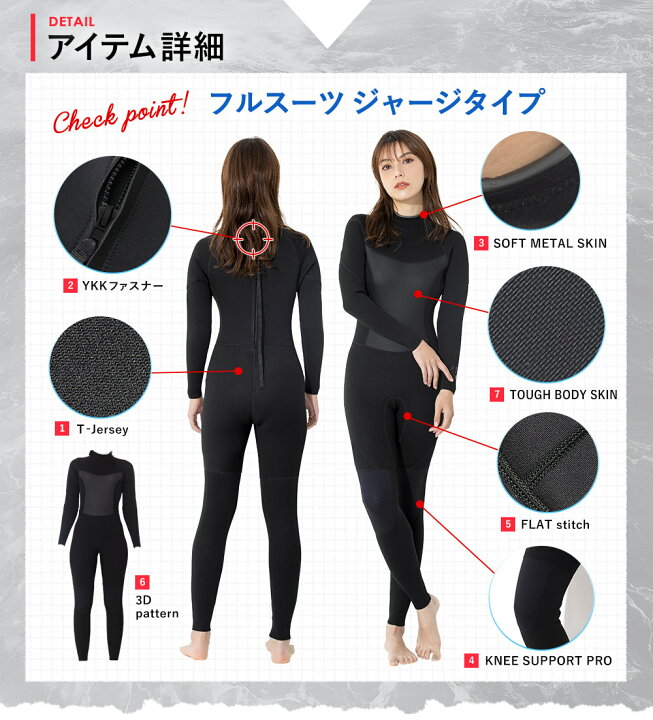 楽天市場】ウェットスーツ レディース フルスーツ 3mm 着やすい  