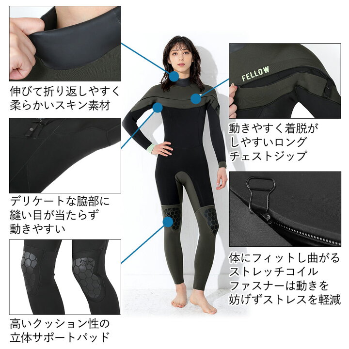 楽天市場】【30日開催！P5倍】FELLOW ウェットスーツ レディース 3mm 