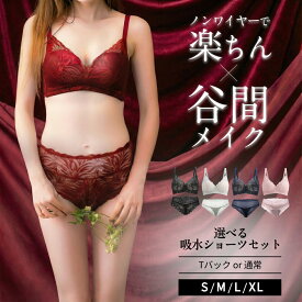 モモフル ノンワイヤーブラ 吸水ショーツ上下セット デイリーブラ 昼用ブラ 日中ブラ 毎日ブラ 盛れるブラ ストレスフリー レース 美胸 谷間メイク 下着 ノンワイヤーブラジャー ソフトブラ ワイヤレスブラ 大きいサイズ 小胸