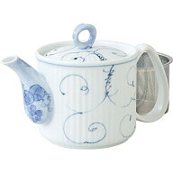 波佐見焼 軽量ポット (小) 唐草ぶどう柄 (スーパーステンレス茶こし付) 60190 送料無料