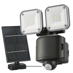 オーム電機monban センサーライト 防犯センサーライト 2灯ハイブリッド式 乾電池 ソーラー 1200ルーメン 昼光色 人感センサー 送料無料