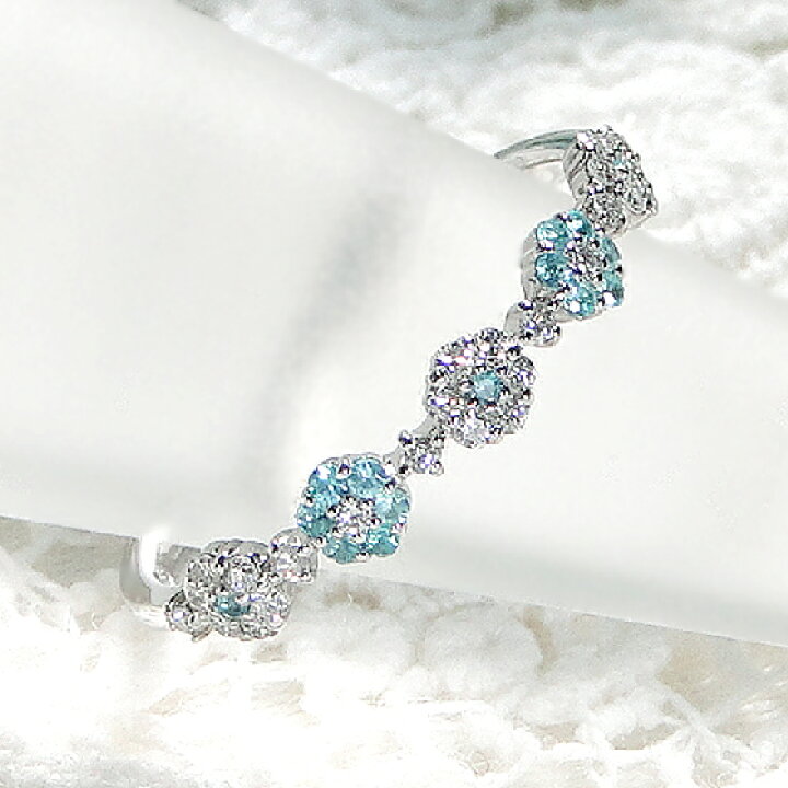 楽天市場】Pt900 パライバトルマリン ＆ ダイヤモンド フラワー 