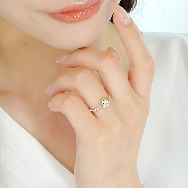 楽天市場】K10 フラワーモチーフ ダイヤモンド リング【0.06ct】送料 