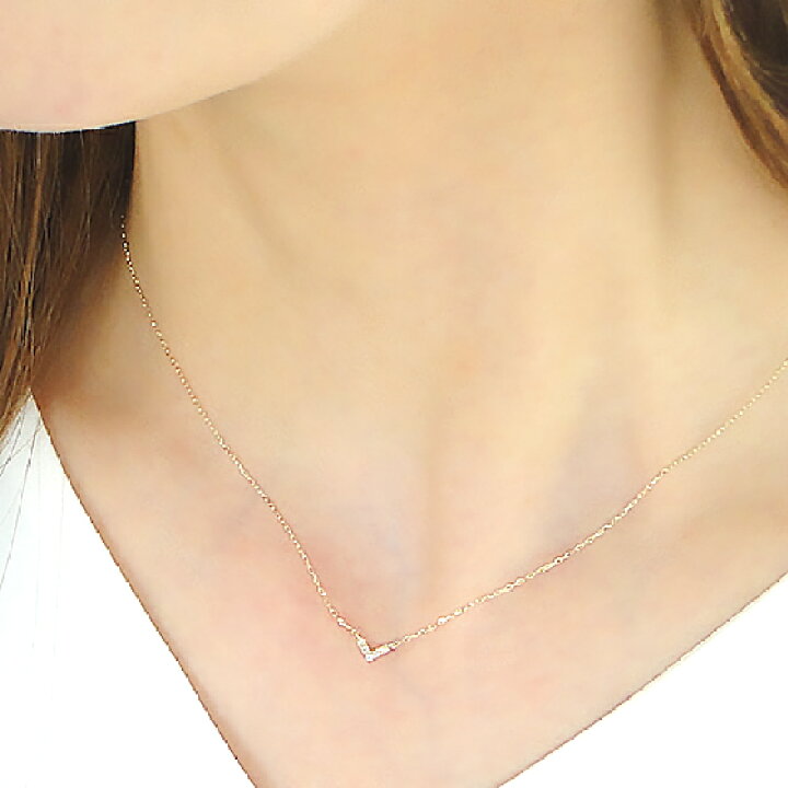 楽天市場】K10 ダイヤモンド ミニVライン ネックレス【0.02ct】送料  