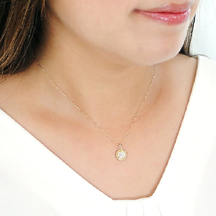 楽天市場】K18YG ダイヤモンド サークルモチーフ ネックレス【0.13ct  