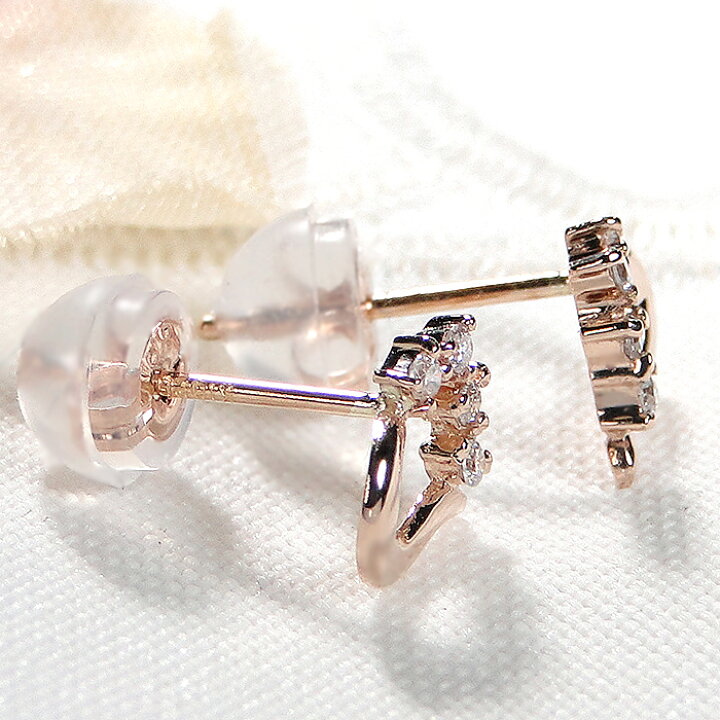楽天市場】K18PG ダイヤモンド ハートモチーフ ピアス【0.06ct】送料 