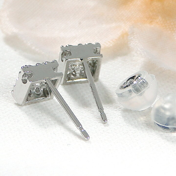 楽天市場】Pt900 スクエアモチーフ ダイヤモンド ピアス【0.32ct】送料 