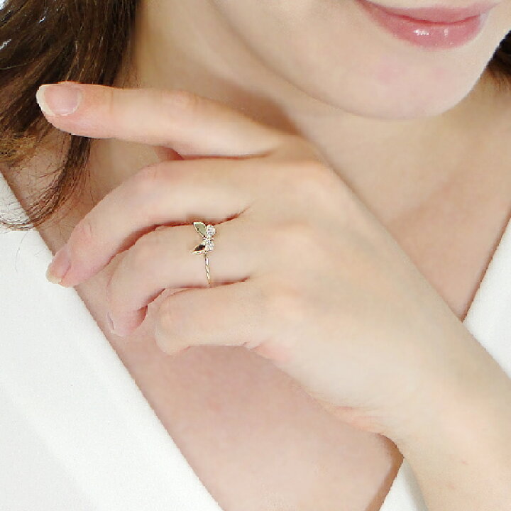 楽天市場】K10 バタフライ ダイヤモンド リング【0.06ct】パピヨン 