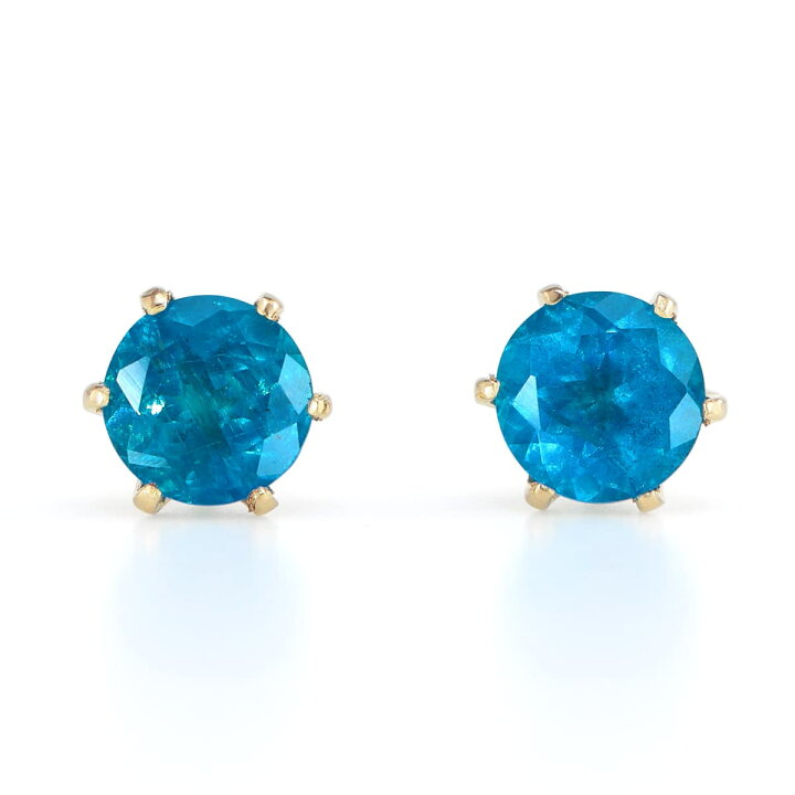 楽天市場】K18 ネオンブルー アパタイト ピアス 各0.50ct 18金  