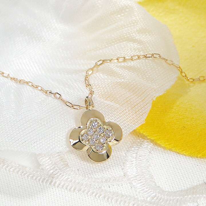 楽天市場】K18 ダイヤモンド フラワーモチーフ ネックレス【0.05ct 