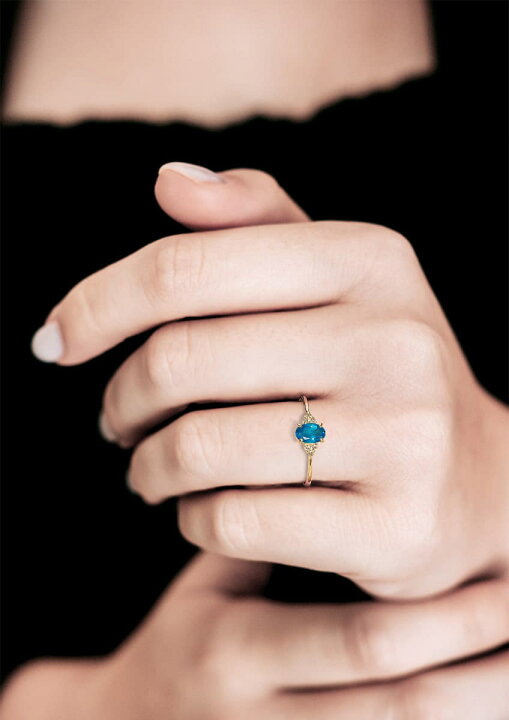 楽天市場】K18 ネオンブルー アパタイト ダイヤモンド リング 0.45ct  