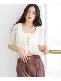 【SALE／50%OFF】【WOMENS】透かし編みフラワーフリルボレロカーディガン RAGEBLUE レイジブルー トップス ニット ホワイト ブラック【RBA_E】[Rakuten Fashion]