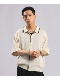 【SALE／60%OFF】バイカラーニットシャツ RAGEBLUE レイジブルー トップス シャツ・ブラウス ホワイト ブラック【RBA_E】[Rakuten Fashion]
