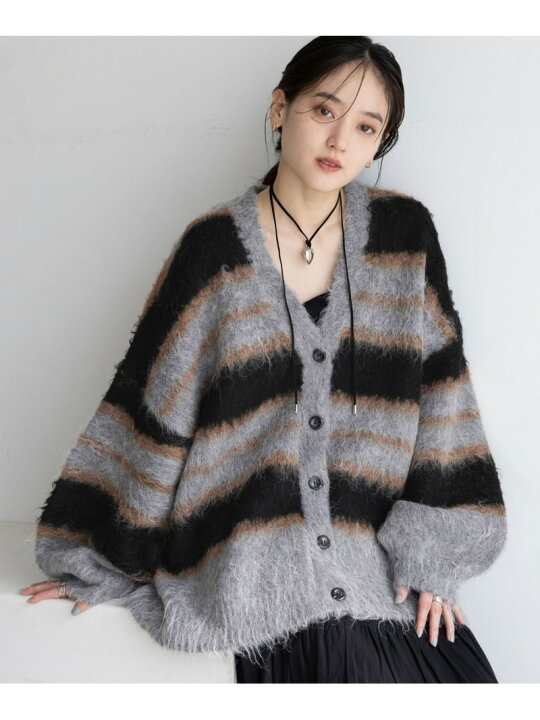 楽天市場】【SALE／50%OFF】ボーダーシャギーニットカーディガン 