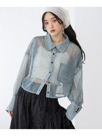 【SALE／50%OFF】切り替えショートシアーシャツ RAGEBLUE レイジブルー トップス シャツ・ブラウス ピンク ホワイト ブルー ブラウン【RBA_E】[Rakuten Fashion]
