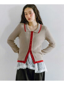 バイカラーニットポロカーディガン RAGEBLUE レイジブルー トップス ニット ベージュ ブラウン グレー【送料無料】[Rakuten Fashion]