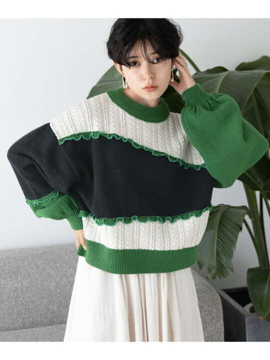 楽天市場】【SALE／40%OFF】配色メロウ/デザインケーブルニット  