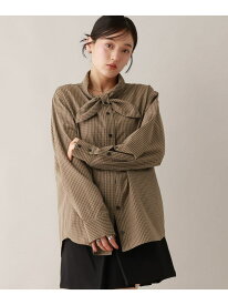 チェックスカーフシャツ RAGEBLUE レイジブルー トップス シャツ・ブラウス ブラック ブラウン【送料無料】[Rakuten Fashion]