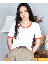 【SALE／50%OFF】バイカラーヘンリーリブニット RAGEBLUE レイジブルー トップス ニット グレー ホワイト ブラック【RBA_E】[Rakuten Fashion]