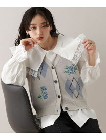 【SALE／50%OFF】【WOMENS】フラワー刺繍ニットベスト RAGEBLUE レイジブルー トップス ニット ホワイト グレー【RBA_E】[Rakuten Fashion]