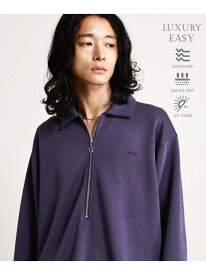 ＜ラグイージー＞ワンポイント刺繍ハーフジップLS RAGEBLUE レイジブルー トップス カットソー・Tシャツ ブラック パープル グレー【送料無料】[Rakuten Fashion]