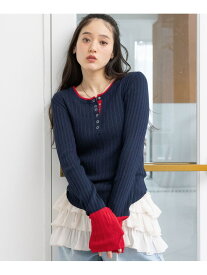 【SALE／30%OFF】バイカラーヘンリーニット RAGEBLUE レイジブルー トップス ニット グレー ネイビー ホワイト【RBA_E】[Rakuten Fashion]