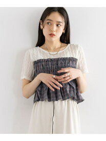 【SALE／50%OFF】【WOMENS】チェックギャザービスチェドッキングシアープルオーバーSS RAGEBLUE レイジブルー トップス カットソー・Tシャツ ホワイト ブラック【RBA_E】[Rakuten Fashion]