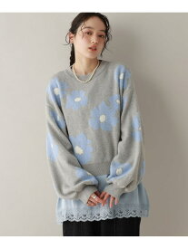 【SALE／50%OFF】フラワーモチーフジャガードニット RAGEBLUE レイジブルー トップス ニット ネイビー パープル ブラウン グレー【RBA_E】[Rakuten Fashion]