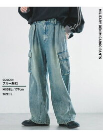 10オンス/デニムミリタリーカーゴパンツ/パラシュートパンツ RAGEBLUE レイジブルー パンツ ジーンズ・デニムパンツ ブルー グレー【送料無料】[Rakuten Fashion]