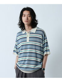 【SALE／50%OFF】ボーダーニットポロシャツ RAGEBLUE レイジブルー トップス シャツ・ブラウス パープル ブルー ブラック【RBA_E】[Rakuten Fashion]