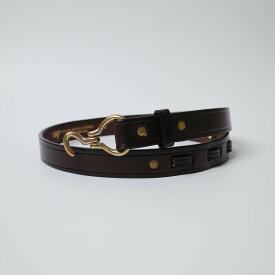 TORY LEATHER BRIDLE LEATHER CREASED BELT WITH A COLLAPSIBLE BRASS HOOF PICK HAVANA 2665 トリーレザー ブライドルレザー クリースド ベルト ウィズ ア コラプシブル ブラス フーフ ピック ハバナ