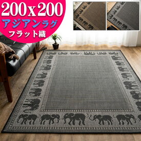 【開始2H限定！7％OFFクーポン】 おしゃれ な アジアン ラグ 2畳 カーペット 200x200 絨毯 じゅうたん ライトブラウン 通販 送料無料 サマーラグ エスニック 調 ラグマット カーペット