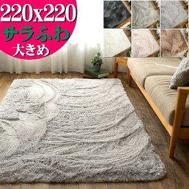 【15H限定！5％OFFクーポン対象】 ラグ 洗える 約 4.5畳弱 ラグマット 220×220 サラふわ カーペット リビング 無地 絨毯 北欧 おしゃれ じゅうたん かわいい シャギーラグ 洗えるカーペット ホワイト ブラック グレー 白 黒 洗濯 長方形