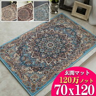玄関マット 120 ペルシャ絨毯 柄 120万ノット 高密度 70×120 クラシック デザイン 高級 ウィルトン織 カ…