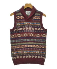 Jamieson's Knitwear ジャミーソンズニットウェアベスト メンズ -(M位) 赤x茶x青等(総柄)【中古】【古着】