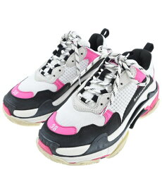 BALENCIAGA バレンシアガスニーカー レディース 25cm オフホワイトx黒xピンク【中古】【古着】