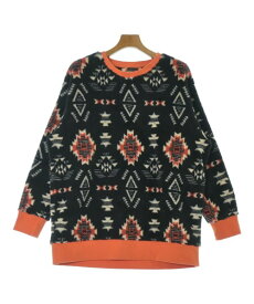 Casely-Hayford ケイスリー　ヘイフォードスウェット メンズ M 黒xオレンジ白(総柄)【中古】【古着】