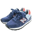 New Balance ニューバランススニーカー メンズ 25cm 紺xグレーxオレンジ【中古】【古着】