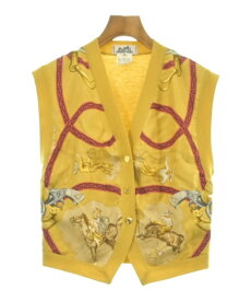 HERMES エルメスニット・セーター レディース 38(S位) 黄系xエンジxベージュ等【中古】【古着】