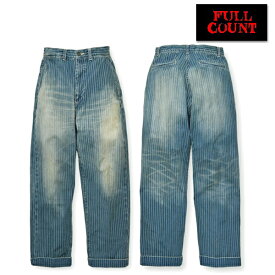 フルカウント FULL COUNT ファーマーズトラウザーズ 1128HW-4 Indigo Wabash Stripe Farmers Trousers HW ダック生地 ウォバッシュ ストライプ インディゴ エイジング加工 経年変化 色落ち ヴィンテージ アメカジ メンズ 新作