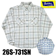 フェローズ Pherrow's ネルシャツ 26S-731SN チェック 春夏用 シャツ 長袖 薄手 インディゴ TOP糸 トップ…