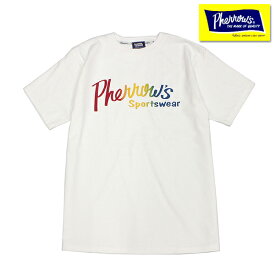 フェローズ Pherrow's Tシャツ 24S-PT1-G レインボー グラデーション プリント ロゴT 半袖 カットソー 人気 コットン 綿100％ アメカジ 定番 TEE メンズ レディース 2024年 春夏