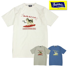 フェローズ Pherrow's Tシャツ 24S-PT5 「Husky Surf Club」サーフ犬 サーフィン ロゴT 半袖 クルーネック カットソー トップス ロゴ プリント TEE コットン 綿 100％ ヴィンテージ アメカジ メンズ レディース 国産 丸胴 2024年 春夏 新作