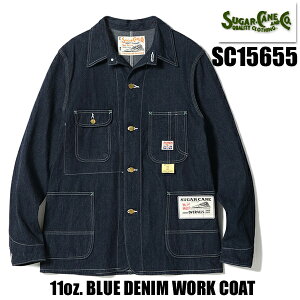 VK[P[ SUGAR CANE Jo[I[ SC15655 11oz. BLUE DENIM WORK COAT [NR[g `AWPbg K`|P XgAuh Be[W [N AJW mG^[vCY H~ 