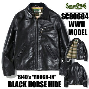 �V���K�[�P�[�� SUGAR CANE ���U�[�W���P�b�g SC80684 BLACK HORSE HIDE 1940�fs �gROUGH-IN�h SPORT JACKET WWII MODEL �X�|�[�c�W���P�b�g �z�[�X�n�C�h �n�v ���t�E�F�A�� �R�b�g���`�F�b�N �A�E�^�[ �A���J�W 