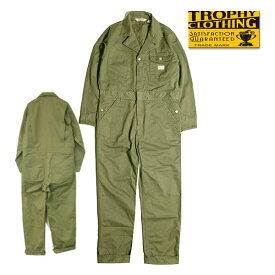 トロフィークロージング TOROPHY CLOTHING オールインワン つなぎ TR22AW-504 Union Alls ミリタリー ヘリンボーン オリーブ ヴィンテージ ワーク コットン アメカジ　新作