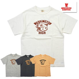 ウエアハウス WAREHOUSE Tシャツ Lot 4601 WASHINGTON 半袖 カットソー プリント TEE シャドーボーダー ムラ糸 未洗い ロゴ 綿 コットン アメカジ ヴィンテージ メンズ 人気 2023年 春夏 新作 日本製