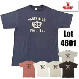 ウエアハウス WAREHOUSE Tシャツ Lot 4601 PARIS HIGH 半袖 カットソー プリント TEE シャドウボーダー ムラ糸 未洗い ロゴ 綿 コットン アメカジ ヴィンテージ メンズ レディース 人気 2024年 春夏 新作 日本製 ナスコン オートミール 杢グレー サーモン オフ スミクロ 黒